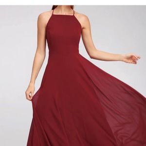 LULU’S MAROON/BURGUNDY DRESS SIZE M. PROM/WEDDING ADJ STRAPS CRISS CROSS IN BACK